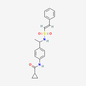 molecular formula C20H22N2O3S B2681325 N-[4-[1-[[(E)-2-苯乙烯基]磺酰胺基]乙基]苯基]环丙烷甲酰胺 CAS No. 1181471-72-6