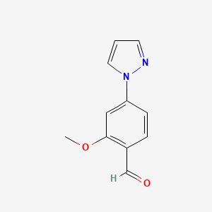 molecular formula C11H10N2O2 B2681328 2-甲氧基-4-吡唑-1-基苯甲醛 CAS No. 1780916-70-2