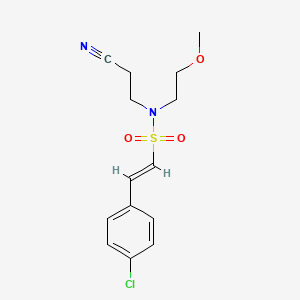 molecular formula C14H17ClN2O3S B2681331 (E)-2-(4-chlorophenyl)-N-(2-cyanoethyl)-N-(2-methoxyethyl)ethenesulfonamide CAS No. 1334025-24-9