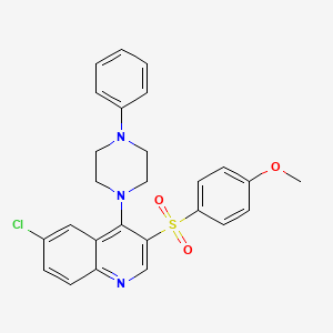 molecular formula C26H24ClN3O3S B2681333 6-Chloro-3-((4-methoxyphenyl)sulfonyl)-4-(4-phenylpiperazin-1-yl)quinoline CAS No. 867040-46-8