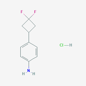 molecular formula C10H12ClF2N B2681338 4-(3,3-Difluorocyclobutyl)aniline;hydrochloride CAS No. 2377035-35-1