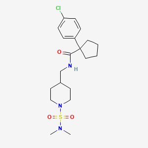 molecular formula C20H30ClN3O3S B2681339 1-(4-氯苯基)-N-((1-(N,N-二甲基磺酰胺基)哌啶-4-基)甲基)环戊烷羧酰胺 CAS No. 2034356-57-3