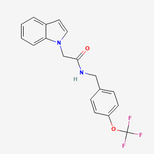 molecular formula C18H15F3N2O2 B2681342 2-(1H-吲哚-1-基)-N-(4-(三氟甲氧基)苄基)乙酰胺 CAS No. 1207019-62-2