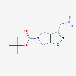 molecular formula C11H19N3O3 B2681347 叔丁基 3-(氨甲基)-6,6a-二氢-3aH-吡咯[3,4-d]异噁唑-5(4H)-羧酸酯 CAS No. 1438241-19-0