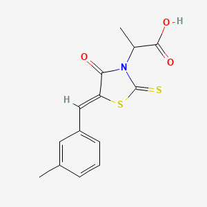molecular formula C14H13NO3S2 B2681355 2-[(5Z)-5-[(3-甲基苯基)甲亚甲基]-4-氧代-2-硫代-1,3-噻唑烷-3-基]丙酸 CAS No. 853903-85-2