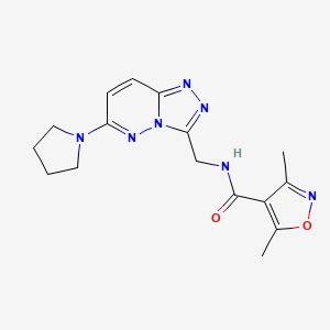 molecular formula C16H19N7O2 B2681377 3,5-dimethyl-N-((6-(pyrrolidin-1-yl)-[1,2,4]triazolo[4,3-b]pyridazin-3-yl)methyl)isoxazole-4-carboxamide CAS No. 2034370-14-2