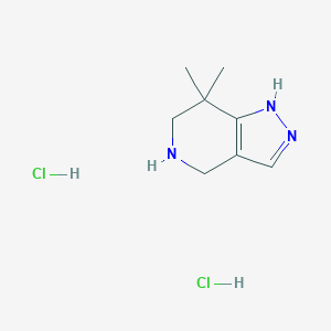 molecular formula C8H15Cl2N3 B2681380 7,7-dimethyl-4,5,6,7-tetrahydro-1H-pyrazolo[4,3-c]pyridine dihydrochloride CAS No. 943145-91-3