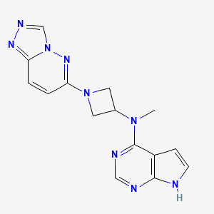 molecular formula C15H15N9 B2681381 N-methyl-N-{7H-pyrrolo[2,3-d]pyrimidin-4-yl}-1-{[1,2,4]triazolo[4,3-b]pyridazin-6-yl}azetidin-3-amine CAS No. 2201735-81-9