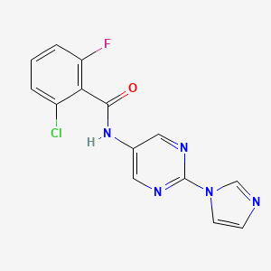 molecular formula C14H9ClFN5O B2681383 N-(2-(1H-imidazol-1-yl)pyrimidin-5-yl)-2-chloro-6-fluorobenzamide CAS No. 1421456-34-9