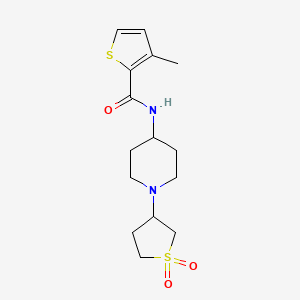 molecular formula C15H22N2O3S2 B2681384 N-(1-(1,1-二氧代四氢噻吩-3-基)哌啶-4-基)-3-甲基噻吩-2-甲酰胺 CAS No. 2034531-40-1