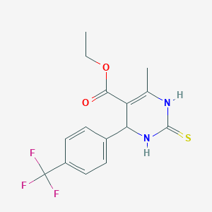 molecular formula C15H15F3N2O2S B2681390 ethyl 6-methyl-2-sulfanylidene-4-[4-(trifluoromethyl)phenyl]-3,4-dihydro-1H-pyrimidine-5-carboxylate CAS No. 394226-76-7