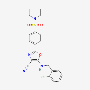 molecular formula C21H21ClN4O3S B2681395 4-{5-[(2-chlorobenzyl)amino]-4-cyano-1,3-oxazol-2-yl}-N,N-diethylbenzenesulfonamide CAS No. 941242-98-4