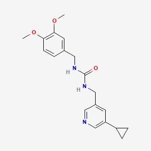 molecular formula C19H23N3O3 B2681404 1-((5-Cyclopropylpyridin-3-yl)methyl)-3-(3,4-dimethoxybenzyl)urea CAS No. 2034539-94-9