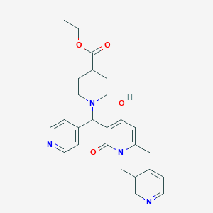 Ethyl 1-((4-hydroxy-6-methyl-2-oxo-1-(pyridin-3-ylmethyl)-1,2-dihydropyridin-3-yl)(pyridin-4-yl)methyl)piperidine-4-carboxylate