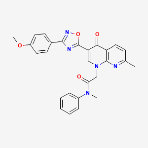 molecular formula C27H23N5O4 B2681415 3-isopropyl-6-(5-{1-[(4-methylphenyl)sulfonyl]piperidin-4-yl}-1,2,4-oxadiazol-3-yl)-1,3-benzoxazol-2(3H)-one CAS No. 1112367-93-7
