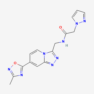 N-((7-(3-methyl-1,2,4-oxadiazol-5-yl)-[1,2,4]triazolo[4,3-a]pyridin-3-yl)methyl)-2-(1H-pyrazol-1-yl)acetamide