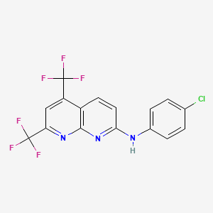 molecular formula C16H8ClF6N3 B2681418 N-(4-chlorophenyl)-5,7-bis(trifluoromethyl)[1,8]naphthyridin-2-amine CAS No. 241488-35-7