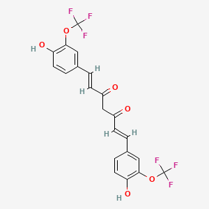 molecular formula C21H14F6O6 B2681420 (1E,6E)-1,7-Bis[4-hydroxy-3-(trifluoromethoxy)phenyl]-1,6-heptadiene-3,5-dione CAS No. 1657023-39-6