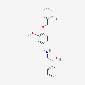 molecular formula C23H24FNO3 B268143 2-({4-[(2-Fluorobenzyl)oxy]-3-methoxybenzyl}amino)-1-phenylethanol 