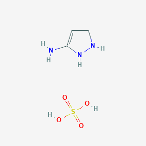 molecular formula C3H9N3O4S B2681430 2,5-二氢-1H-吡唑-3-胺硫酸盐 CAS No. 5179-17-9
