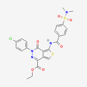 molecular formula C24H21ClN4O6S2 B2681431 乙酸3-(4-氯苯基)-5-[[4-(二甲基磺酰)苯甲酰]氨基]-4-氧代噻吩[3,4-d]吡啶-1-羧酸甲酯 CAS No. 851950-85-1