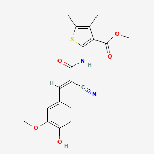 (E)-methyl 2-(2-cyano-3-(4-hydroxy-3-methoxyphenyl)acrylamido)-4,5-dimethylthiophene-3-carboxylate