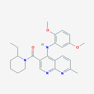 (4-((2,5-Dimethoxyphenyl)amino)-7-methyl-1,8-naphthyridin-3-yl)(2-ethylpiperidin-1-yl)methanone