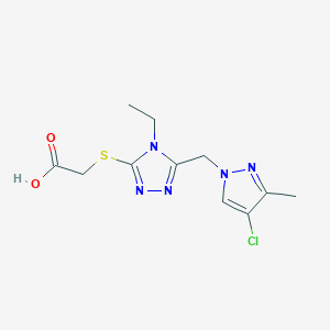 2-((5-((4-Chloro-3-methyl-1H-pyrazol-1-yl)methyl)-4-ethyl-4H-1,2,4-triazol-3-yl)thio)acetic acid