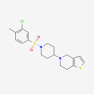 molecular formula C19H23ClN2O2S2 B2681449 5-(1-((3-氯-4-甲基苯基)磺酰)哌啶-4-基)-4,5,6,7-四氢噻吩[3,2-c]吡啶 CAS No. 2034362-07-5