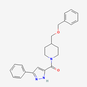 molecular formula C23H25N3O2 B2681452 (4-((benzyloxy)methyl)piperidin-1-yl)(3-phenyl-1H-pyrazol-5-yl)methanone CAS No. 1319199-24-0