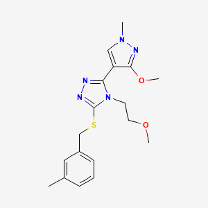 molecular formula C18H23N5O2S B2681453 3-(3-methoxy-1-methyl-1H-pyrazol-4-yl)-4-(2-methoxyethyl)-5-((3-methylbenzyl)thio)-4H-1,2,4-triazole CAS No. 1014094-95-1