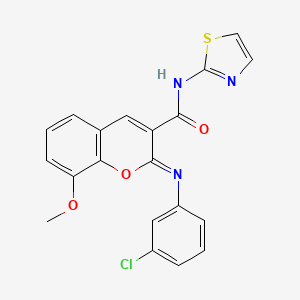 2-(3-chlorophenyl)imino-8-methoxy-N-(1,3-thiazol-2-yl)chromene-3-carboxamide