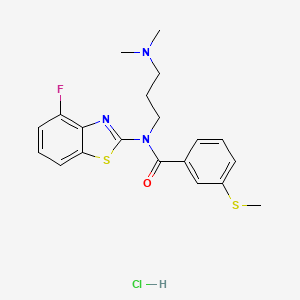 molecular formula C20H23ClFN3OS2 B2681459 N-(3-(二甲基氨基)丙基)-N-(4-氟苯并[d]噻唑-2-基)-3-(甲硫基)苯甲酰胺盐酸盐 CAS No. 1216747-07-7