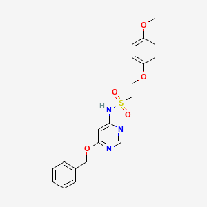 molecular formula C20H21N3O5S B2681462 N-(6-(benzyloxy)pyrimidin-4-yl)-2-(4-methoxyphenoxy)ethanesulfonamide CAS No. 1421524-95-9