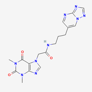 molecular formula C17H19N9O3 B2681467 N-(3-([1,2,4]triazolo[1,5-a]pyrimidin-6-yl)propyl)-2-(1,3-dimethyl-2,6-dioxo-2,3-dihydro-1H-purin-7(6H)-yl)acetamide CAS No. 2034525-37-4