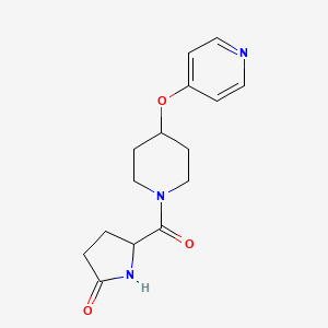 molecular formula C15H19N3O3 B2681468 5-(4-(Pyridin-4-yloxy)piperidine-1-carbonyl)pyrrolidin-2-one CAS No. 2034201-04-0