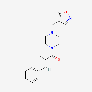 molecular formula C19H23N3O2 B2681471 (E)-2-甲基-1-(4-((5-甲基异噁唑-4-基)甲基哌嗪-1-基)-3-苯基丙-2-烯-1-酮 CAS No. 2035000-68-9