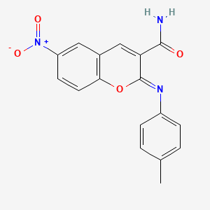 molecular formula C17H13N3O4 B2681473 2-(4-甲基苯基)亚胺-6-硝基咔咪-3-羧酰胺 CAS No. 328268-82-2