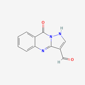 molecular formula C11H7N3O2 B2681475 9-氧代-1,9-二氢-吡唑并[5,1-b]喹唑啉-3-甲醛 CAS No. 92560-76-4