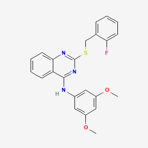 molecular formula C23H20FN3O2S B2681481 N-(3,5-二甲氧基苯基)-2-[(2-氟苯基)甲基磺醚基]喹唑啉-4-胺 CAS No. 688356-24-3