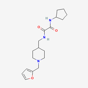 molecular formula C18H27N3O3 B2681491 N1-cyclopentyl-N2-((1-(furan-2-ylmethyl)piperidin-4-yl)methyl)oxalamide CAS No. 953180-54-6