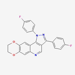 molecular formula C24H15F2N3O2 B2681494 1,3-bis(4-fluorophenyl)-8,9-dihydro-1H-[1,4]dioxino[2,3-g]pyrazolo[4,3-c]quinoline CAS No. 901021-09-8