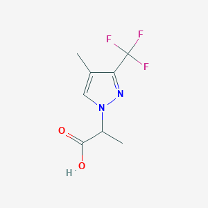 molecular formula C8H9F3N2O2 B2681495 2-(4-Methyl-3-(trifluoromethyl)-1H-pyrazol-1-yl)propanoic acid CAS No. 1795275-29-4