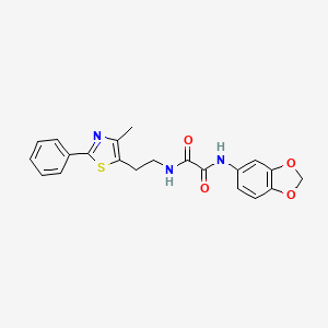 molecular formula C21H19N3O4S B2681496 N1-(benzo[d][1,3]dioxol-5-yl)-N2-(2-(4-methyl-2-phenylthiazol-5-yl)ethyl)oxalamide CAS No. 894011-55-3