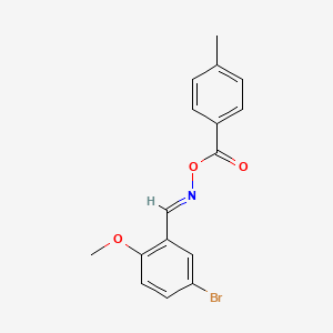 molecular formula C16H14BrNO3 B2681501 (E)-[(5-bromo-2-methoxyphenyl)methylidene]amino 4-methylbenzoate CAS No. 331459-82-6