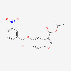 molecular formula C20H17NO7 B2681510 Isopropyl 2-methyl-5-((3-nitrobenzoyl)oxy)benzofuran-3-carboxylate CAS No. 315237-76-4