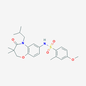 molecular formula C23H30N2O5S B2681514 N-(5-isobutyl-3,3-dimethyl-4-oxo-2,3,4,5-tetrahydrobenzo[b][1,4]oxazepin-7-yl)-4-methoxy-2-methylbenzenesulfonamide CAS No. 922133-08-2