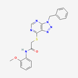 molecular formula C20H18N6O2S B2681525 2-(3-苄基三唑并[4,5-d]嘧啶-7-基)硫醇基-N-(2-甲氧基苯基)乙酰胺 CAS No. 863452-84-0