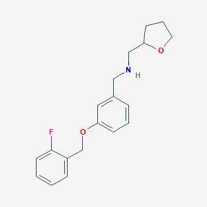 molecular formula C19H22FNO2 B268153 N-{3-[(2-fluorobenzyl)oxy]benzyl}-N-(tetrahydro-2-furanylmethyl)amine 