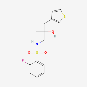 molecular formula C14H16FNO3S2 B2681538 S-(2-fluorophenyl)-2-hydroxy-2-methyl-3-(thiophen-3-yl)propane-1-sulfonamido CAS No. 2097873-38-4